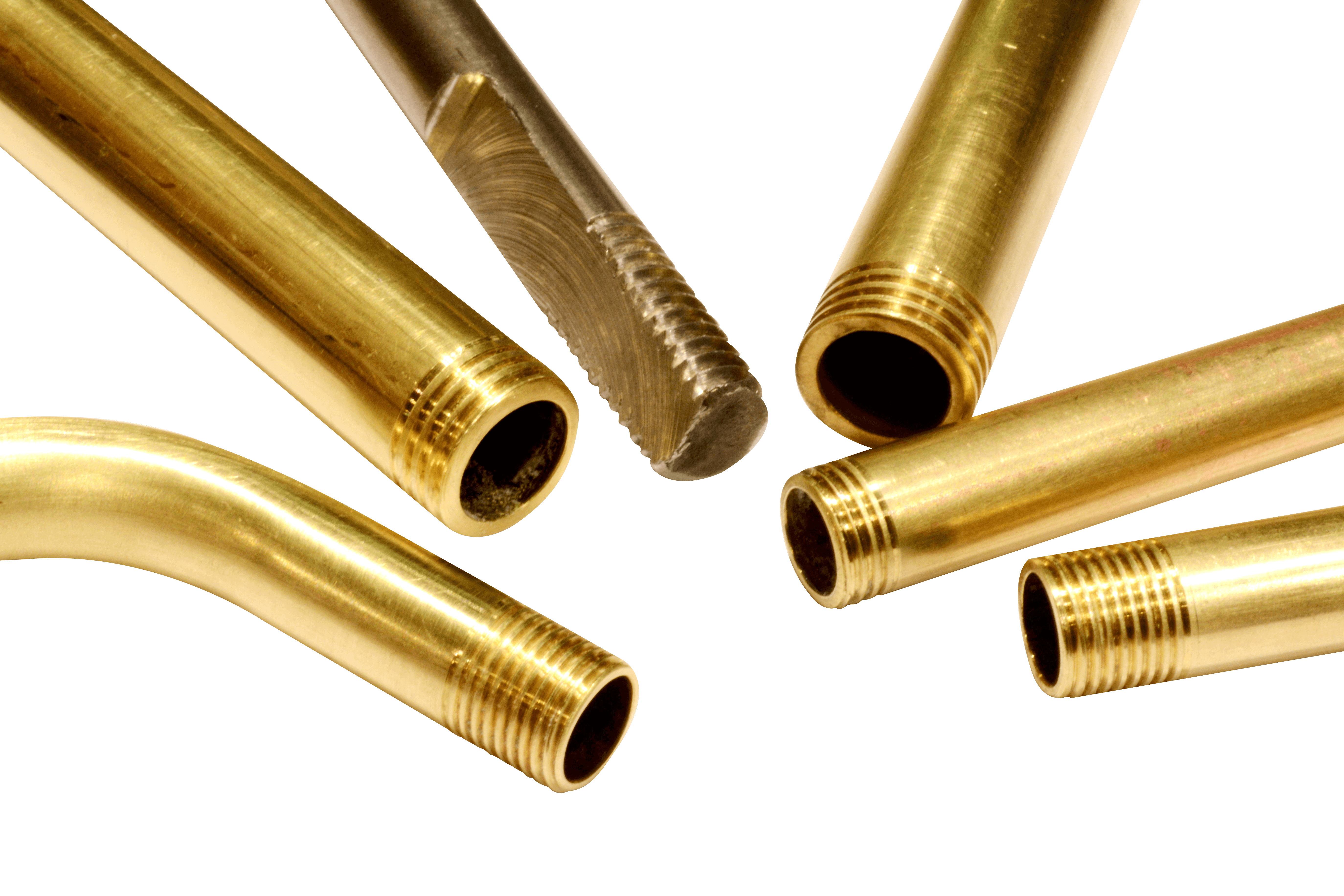 Threaded brass tubes